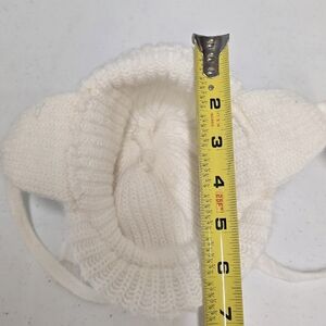 Vintage Knit Baby Hat With Pompom Earflaps And Brim